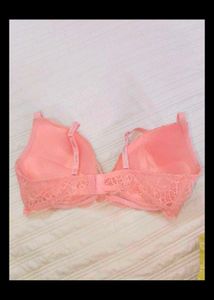 Lace Trimmed Pink Bra