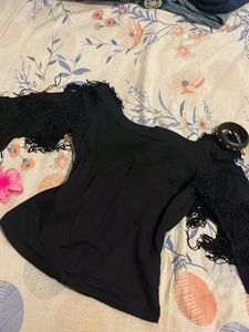 Chic Black Fringe Top