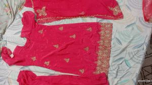 Elegant Pink Kurta Set with Gold Embroidery