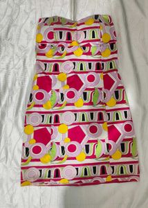 Strapless Geometric Print Mini Dress