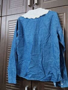 Denim Shirt with Peter Pan Collar