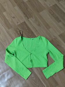 H&amp;M DIVIDED Green Cropped Cardigan