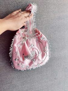 Pink Potli Bag with Mirror Work