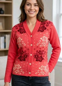 Cozy Floral Print Cardigan