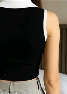 Stylish Sleeveless Collared Crop Top