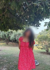 Red Floral Print Midi Dress