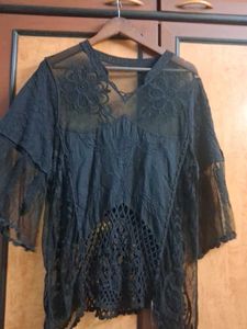 Elegant Black Lace Kurta