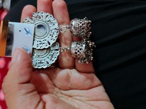Stylish Mirror Work Jhumka Earrings