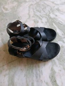 Black Strappy Flat Sandals