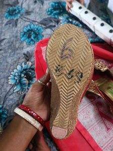 Elegant Red Embellished Sandals