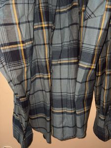 Blue Plaid Button-Up Shirt