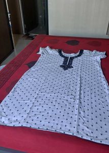 White Kurta with Black Embellishment