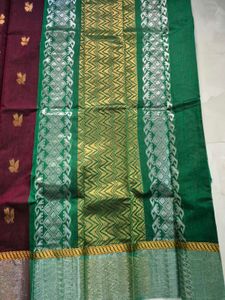 Maroon Saree with Silver Motifs