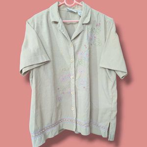 Embroidered Button-Up Shirt