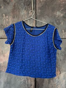 Vibrant Blue Heart Print Top