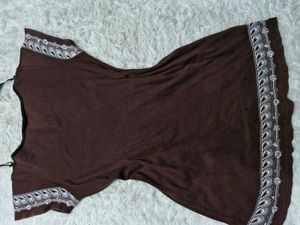 Brown Embroidered Kurta