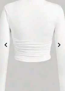 Chic White Ruched Long Sleeve Top