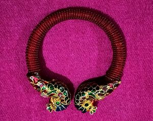 Meenakari Peacock Design Beaded Zircon Bangles