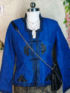 Vibrant Blue Embroidered Jacket
