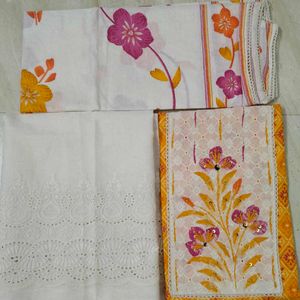 vibrant yellow jaipuri cotton suit