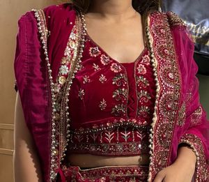 Stunning Pink Embroidered Lehenga-2 dupatta- Stitc