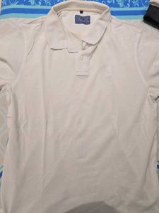 Louis Philippe Men's Classic White Polo Shirt