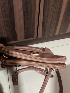 Baby Pink Leather backpack cum handbag