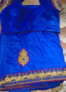 Royal Blue Embroidered Saree