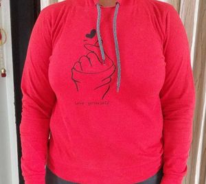 Red "Love Yourself" Graphic Hoodie