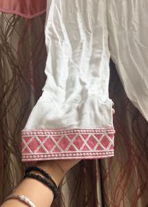 Elegant Pink Kurta Set with White Dupatta