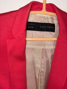 Chic Red Linen Blend Blazer