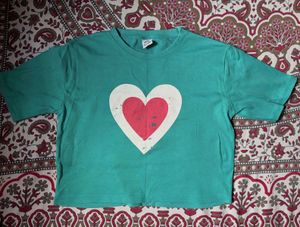 Heart Print Teal T-Shirt &amp; Shorts Set