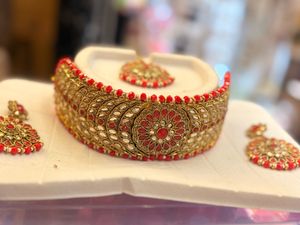 Red &amp; Gold Bridal Choker Set