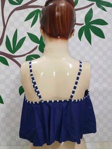 (300)Blue Spaghetti Strap Crop Top