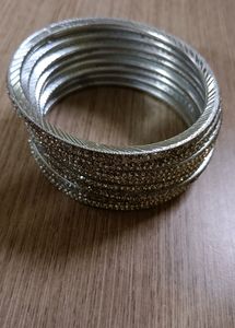 Silver Bangles With Diamond