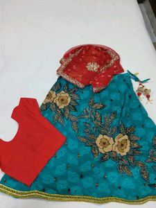 Beautiful Teal Lehenga Choli Set 4 years girl