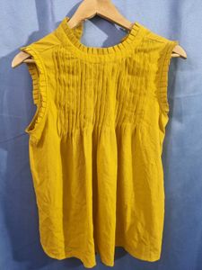 Vero Moda Mustard Sleeveless Pleated Top