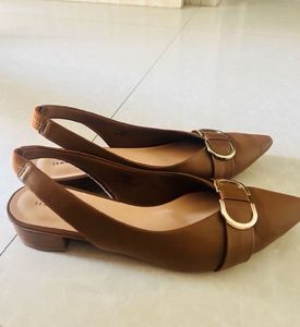 Chic Brown Toe Slingback Heels- LEMON &amp; PEPPER