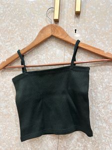 Dark Green Spaghetti Strap Crop Top