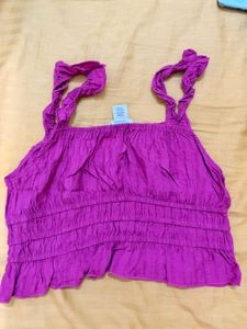 Fuchsia Smocked Crop Top