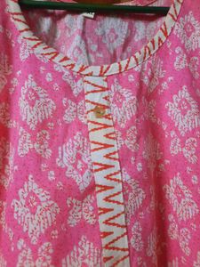 Pink Ethnic Kurta with White Print