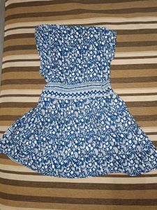 Blue Floral Print Dress