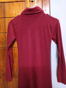 Women's Burgundy Turtleneck Dress