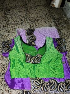 crape Gorgeous Green &amp; Purple Saree