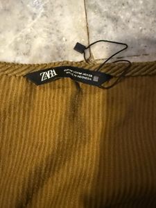 Brown Corduroy Puff Sleeve Crop Top