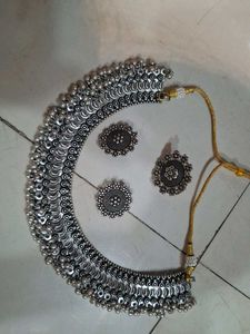 Oxidized Necklace Set with Earrings &amp; Ring(
