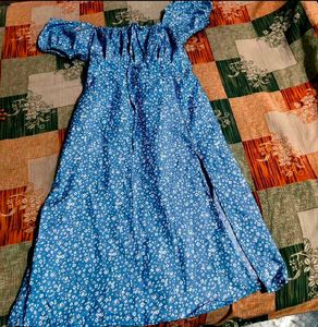 Blue Floral Midi Dress