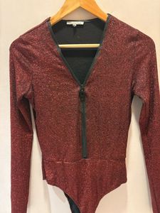 Elegant Sparkling Zipper Bodysuit