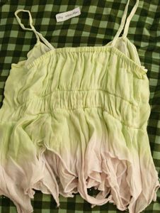Fairycore green-pink ombre strap top