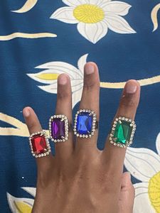 Sparkling Gemstone Statement Rings Set